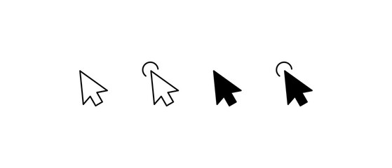 Fototapete - Computer mouse click cursor black arrow icons set. Cursor icon. Mouse click cursor collection.