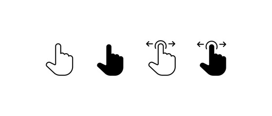Fototapete - Computer mouse click cursor black arrow icons set. Cursor icon. Mouse click cursor collection.
