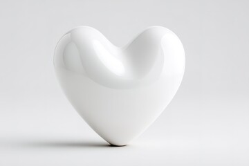 Poster - White heart-shaped sculpture placed on a neutral background, symbolizing love and affection in modern design aesthetics
