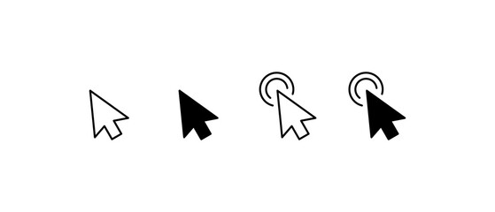 Fototapete - Computer mouse click cursor black arrow icons set. Cursor icon. Mouse click cursor collection.