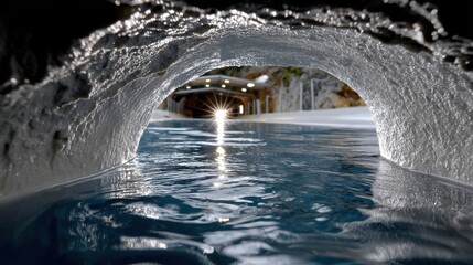 Aufkleber - A large hole in the water with a light shining through it