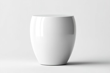 Poster - Modern white ceramic stool in minimalistic setting offers versatile seating or decor for contemporary spaces