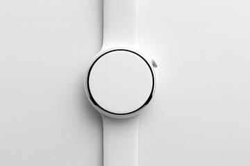 Poster - Minimalist white watch placed on a clean, light background showcasing its sleek design and modern aesthetic