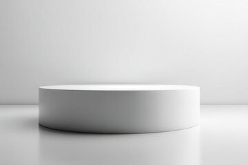 Poster - Minimalist round display pedestal in bright, well-lit space ideal for art exhibitions or presentations