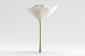 Poster - Elegant white flower sculpture set against a minimalistic background showcasing modern artistry and design elements