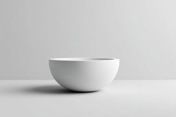 Poster - Minimalist white bowl on a clean surface with soft light highlighting its smooth form in a modern setting