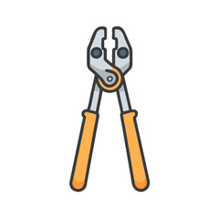 Poster - Illustrative Lineman's Pliers Tool With Orange Handles on Black
