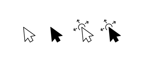Fototapete - Computer mouse click cursor black arrow icons set. Cursor icon. Mouse click cursor collection.