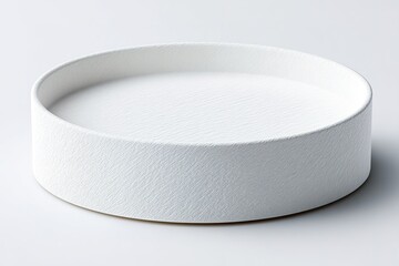 Poster - minimalist round white container on neutral background designed for modern interior decoration purpo