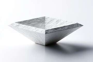 Poster - Unique geometric white bowl made from textured material showcased on a clean surface