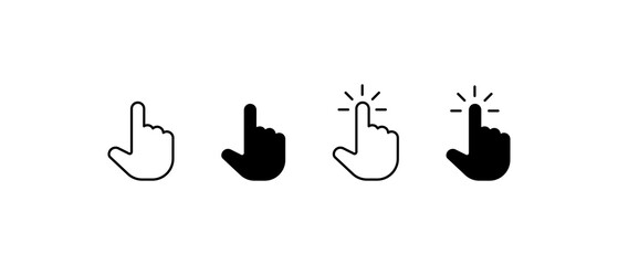 Fototapete - Computer mouse click cursor black arrow icons set. Cursor icon. Mouse click cursor collection.