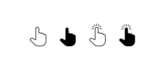Fototapete - Computer mouse click cursor black arrow icons set. Cursor icon. Mouse click cursor collection.