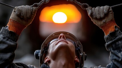 Poster - A man wearing a hard hat
