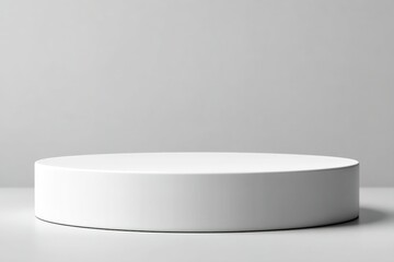 Poster - Display platform in minimalist style against a light gray background used for showcasing products or art pieces