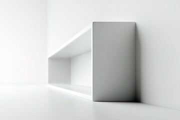 Poster - Minimalist white shelf design in a modern interior space showcasing simplicity and functionality