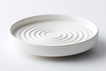 Poster - Stylish white dish with smooth circular patterns designed for contemporary dining and artistic presentation