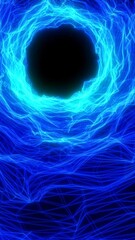 Poster - Abstract glowing blue vortex of electric lines forming a circular portal, futuristic and technological