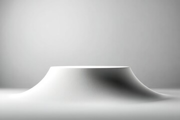 Poster - Abstract white pedestal on a smooth surface with soft lighting showcasing minimalist design
