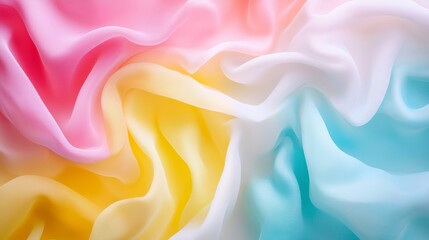Poster - Abstract pastel fabric texture background with pink, yellow, and blue gradient colors.