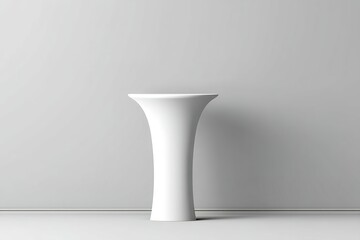 Poster - Modern white pedestal table in minimalist room with gray wall and clean lines enhancing interior decor