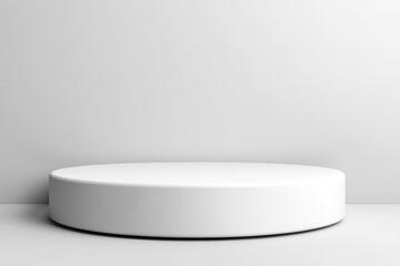 Poster - Minimalistic round display platform set against a clean wall ready for product presentation in a studio