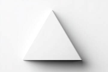 Poster - Elegant white triangle displayed on a smooth, light surface with soft shadows reflecting minimalistic design aesthetics