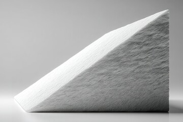 Poster - Geometric white foam wedge displayed creatively on a minimalistic gray background