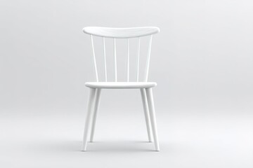 Poster - Modern white wooden chair on a minimalist background showcasing its elegant design