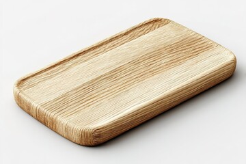Poster - Wooden serving tray with a smooth finish in natural wood color displayed on a light background