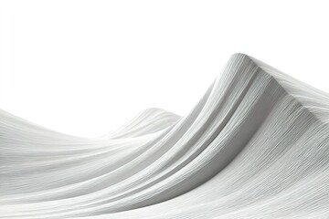 Fototapete - Flowing lines create abstract mountain shapes over a white background in this minimalist design