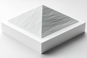 Poster - Unique triangular sculpture featuring textured materials in a minimalistic display setup