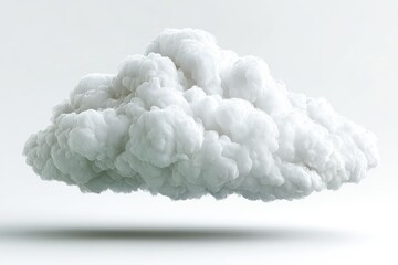 Poster - Fluffy white cloud floating against a neutral background with subtle shadows creating depth and softness