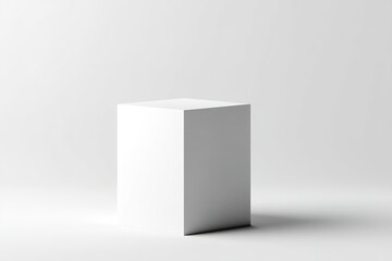 Poster - modern minimalist white cube on a plain background serving as a display stand in a contemporary art 