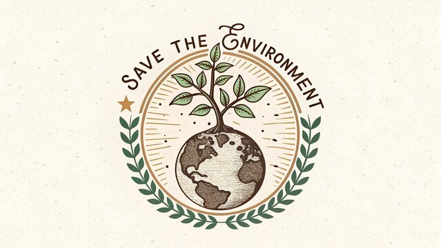 Ecology concept with green city on earth, World environment and sustainable development concept, vector illustration

