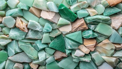Poster - A pile of green rocks with some brown and white pieces