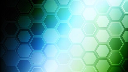 Poster - Bright blue and green abstract tech hexagonal geometrical background. banner design, futuristic digital network texture, modern pattern for technology presentation or innovation concept