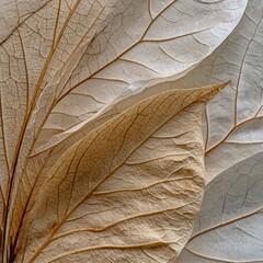 Aufkleber - Delicate Brown Skeleton Leaf Composition Abstract Nature Pattern Serenity Organic Botanical Close Up Neutral Earth Tone Autumn Season