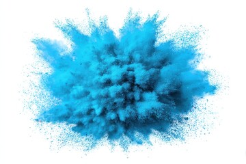 Poster - Captivating explosion of vibrant blue powder against a stark white backdrop creating dynamic texture and vivid abstract form