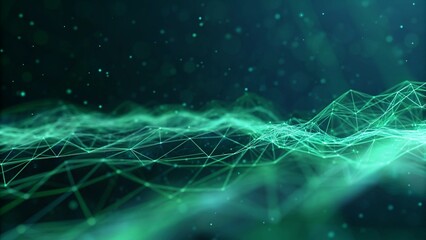 Poster - Digital technology banner green blue background, created with futuristic elements, data flow, circuit patterns, abstract light, modern design concept for innovation and connectivity