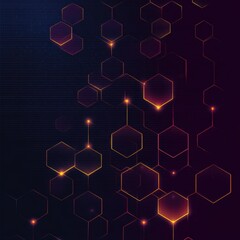 Poster - Futuristic Glowing Hexagonal Network on Dark Background Technology Inspired Abstract Design