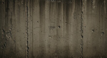 Poster - Dark concrete wall with cracks and water stains creates a grunge texture
