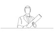 © Line Art Gallery - Continuous one line art drawing of male civil engineer vector illustration, Male construction worker. Continuous line style. Hand drawn. One line. Vector design. illustration.