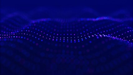 Aufkleber - Wave of musical sounds. Abstract background with interweaving of dots and lines. 3D rendering. Futuristic visualization of sound waves and data flow in digital space for music or tech concepts