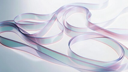 Poster - Abstract blue and white background with curved lines and a light effect creating a glass texture. A light purple gradient flows with shapes leaving white space in the center of the composition