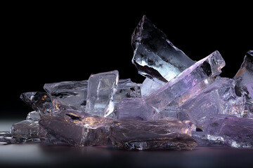 Aufkleber - Pile of translucent ice chunks, showcasing sharp, irregular shapes and cool tones, symbolizing purity, freshness, and coldness, ideal for beverage or winter concepts