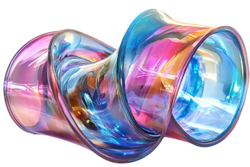 Poster - Colorful, twisted, transparent, glass sculpture with vibrant reflections and smooth curves