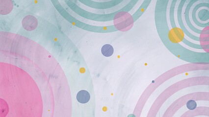 Aufkleber - Abstract modern art background style design with circles and spots in colorful pink, blue, yellow, green, and purple on light beige or white background, creative pattern with vibrant artistic elements