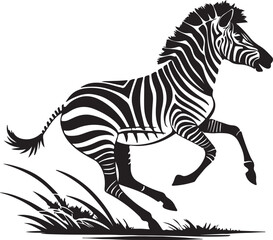 Fototapete - Running zebra and stand zebra animal vector silhouette isolated white background Black silhouette of running zebra on white background of vector illustration