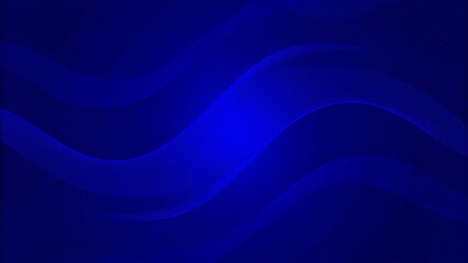 Poster - Blue modern wave lines shiny futuristic technology background, digital abstract design template with light effects, innovation concept backdrop for presentations and web design