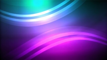Aufkleber - Neon glowing circle rays, light round lines in the dark, planet style neon wave lines. Energetic electric concept design for wallpaper, banner, background, abstract loop digital flare energy shine